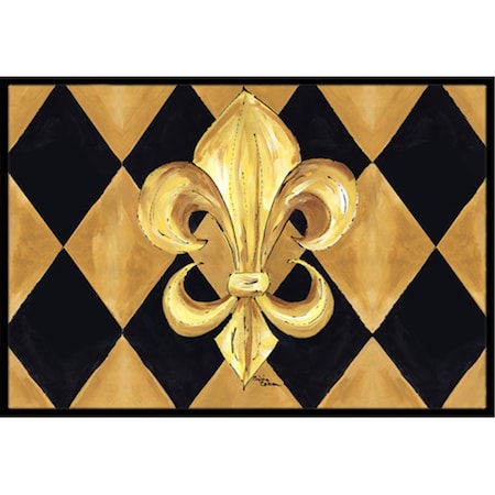 Jensendistributionservices Black & Gold Fleur De Lis New Orleans Indoor Or Outdoor Doormat, 24 x 36 in. MI2554876